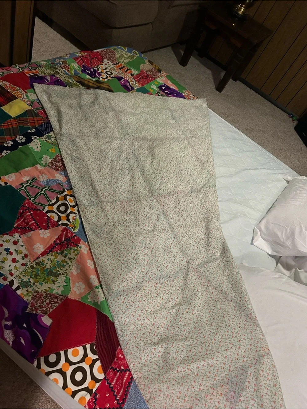 Vintage Patchwork Quilted Bedspread - Multicolor